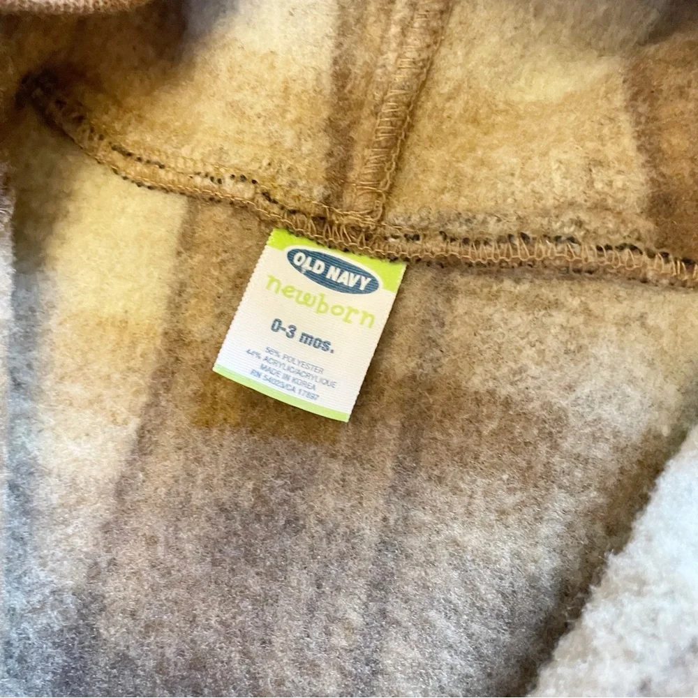 Old Navy Plaid Sherpa Fleece Hooded Winter Bunting | 0-3m